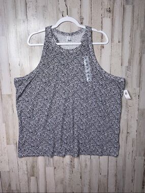 Old Navy Black & White Speckled Tank Top - Racerback Style Size 4X NWT